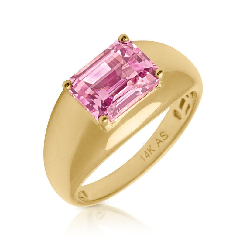 14KT Yellow Gold Pink Topaz Paloma Aperitif Ring