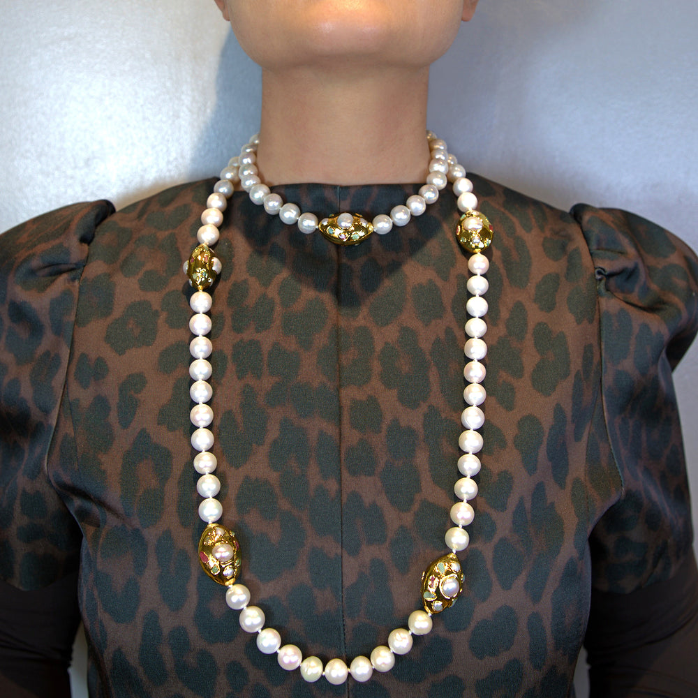 White Pearl Seraphina Choker & Long Necklace