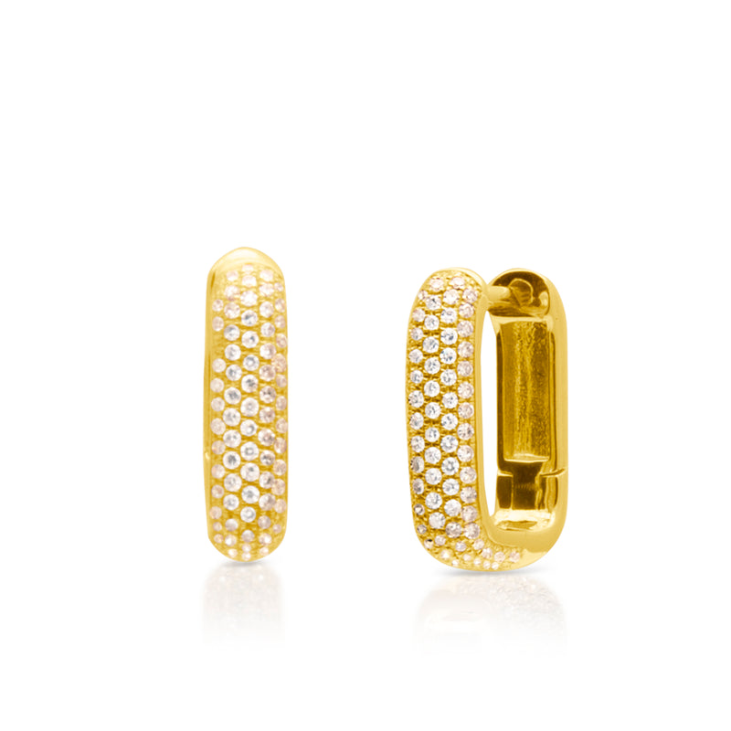 14KT Yellow Gold Diamond Sybilla Huggie Earrings