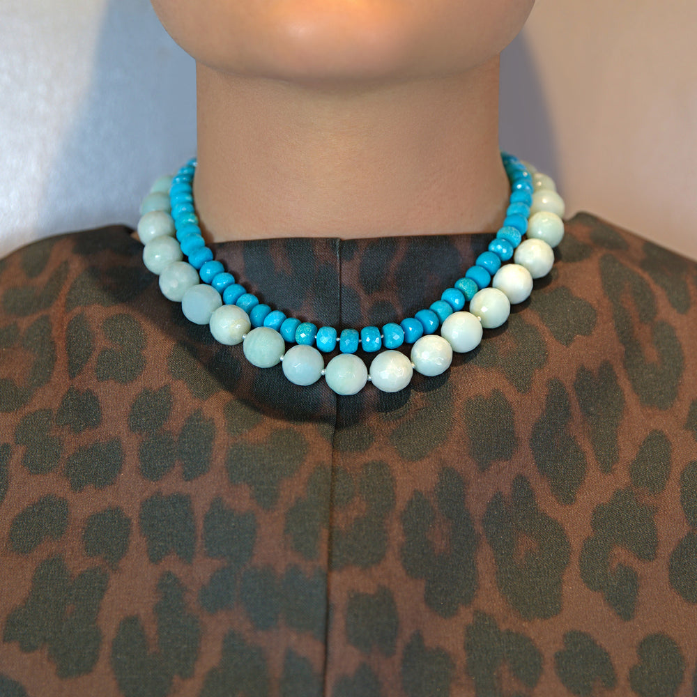 Faceted Turquoise Rondelle Necklace