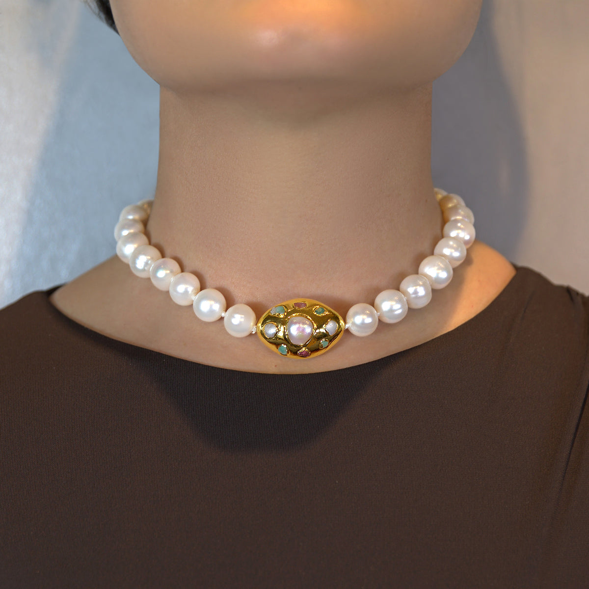 White Pearl Seraphina Choker Necklace