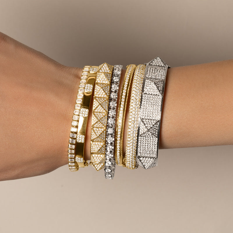 Diamond bangle bracelet stack