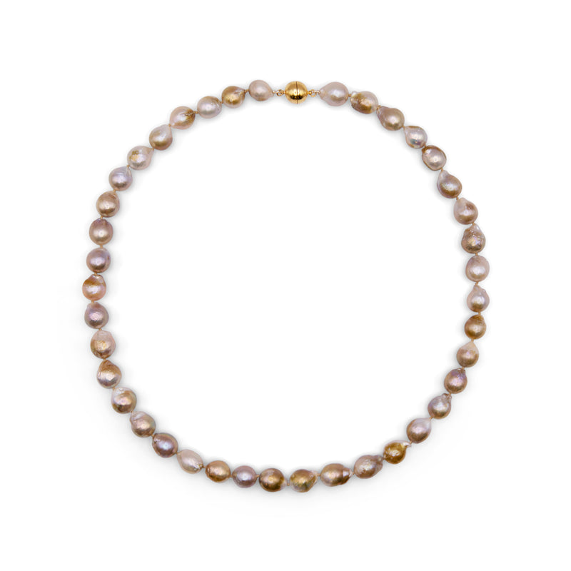 Gold & Pink Baroque Freshwater Pearl Necklace