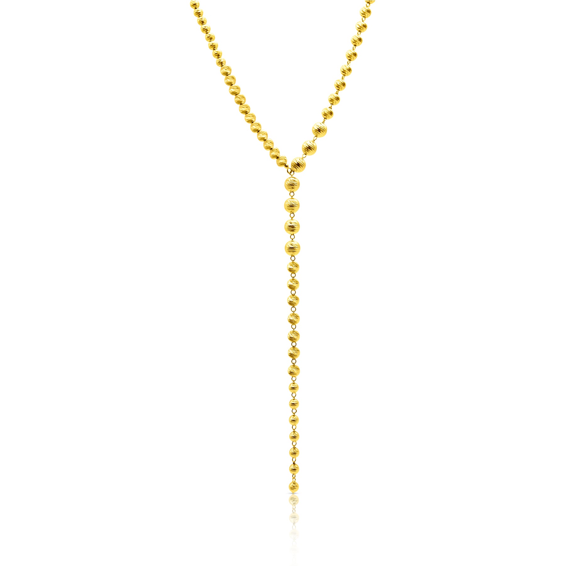 14KT Yellow Gold Jaclyn Faceted Ball Chain Link Lariat Necklace