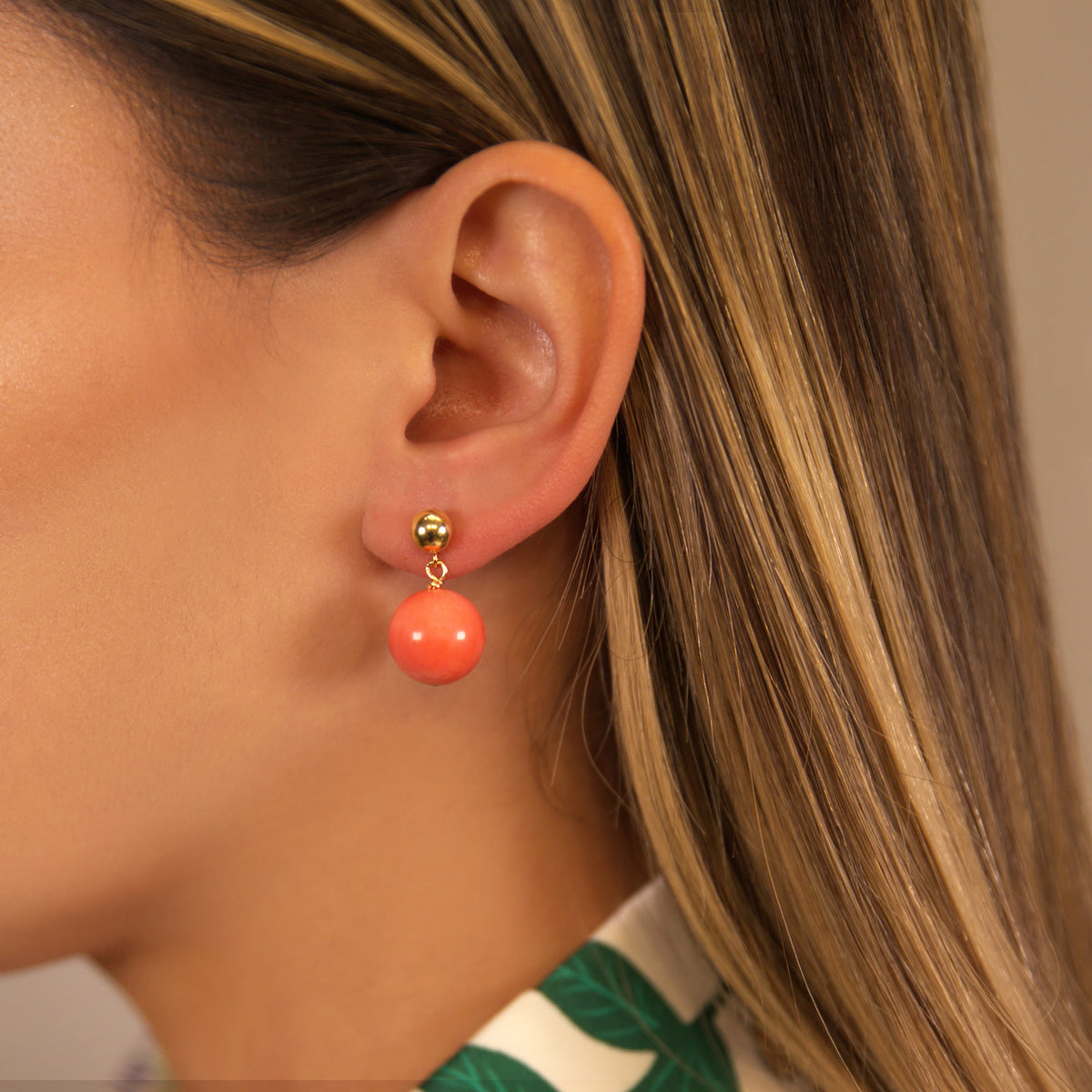 Small Bamboo Coral Drop Earrings