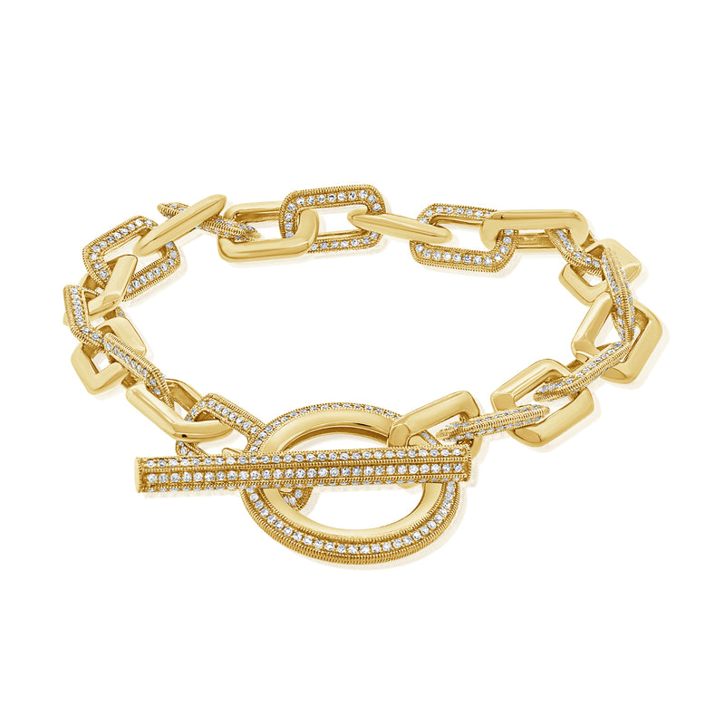 14KT Yellow Gold Diamond Brielle Toggle Chain Link Bracelet