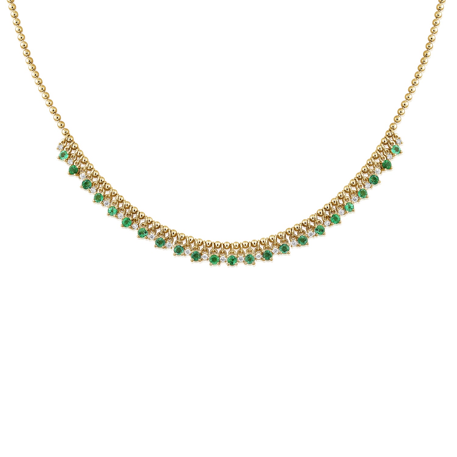 14KT Yellow Gold Emerald Diamond Nova Necklace