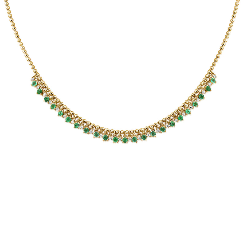 14KT Yellow Gold Emerald Diamond Nova Necklace