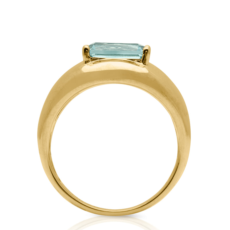 14KT Yellow Gold Blue Topaz Spritz Aperitif Ring side angle