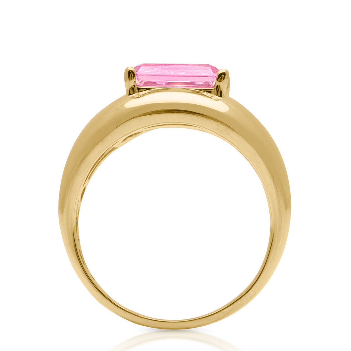 14KT Yellow Gold Pink Topaz Paloma Aperitif Ring side angle