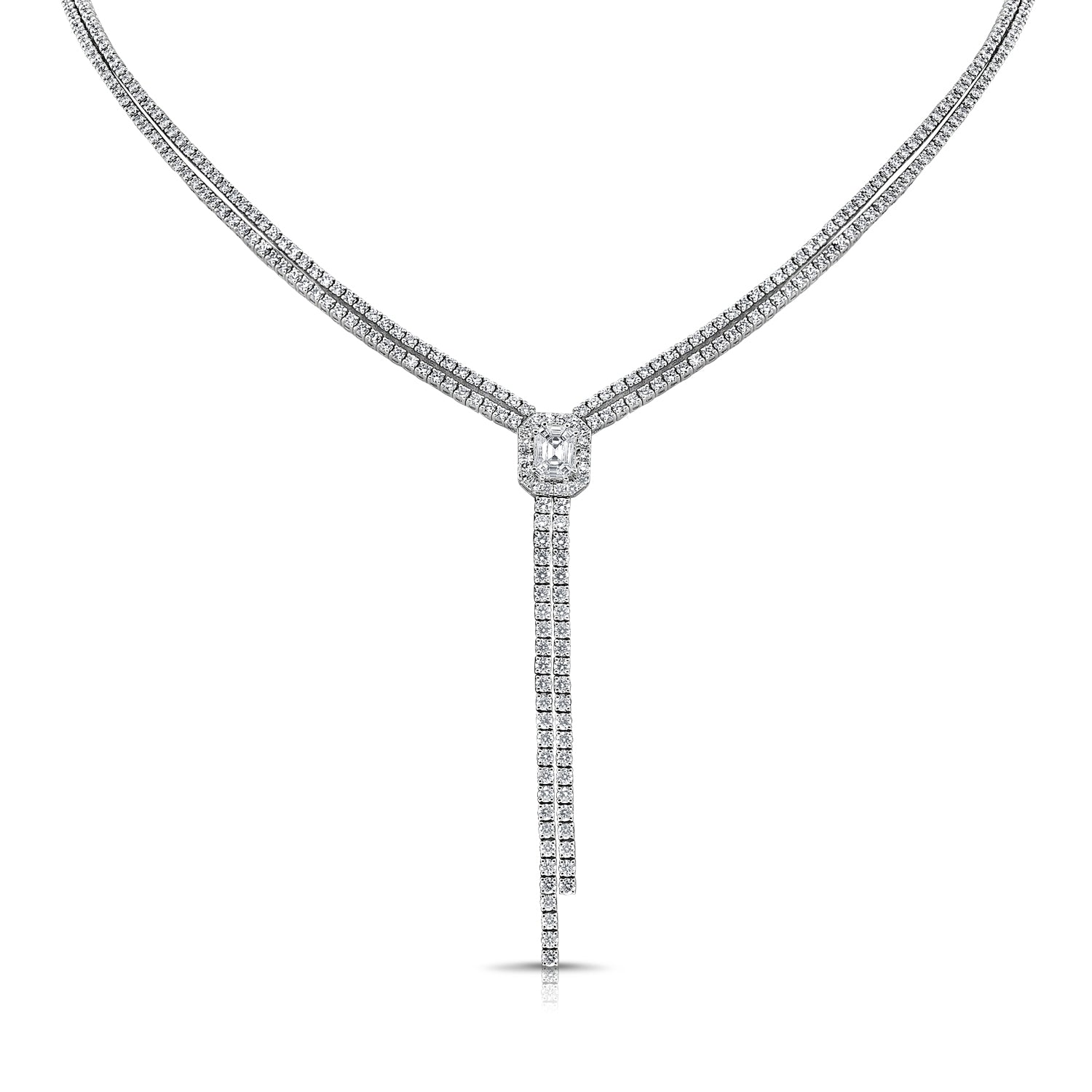 14KT White Gold Baguette Diamond Annabelle Lariat Necklace