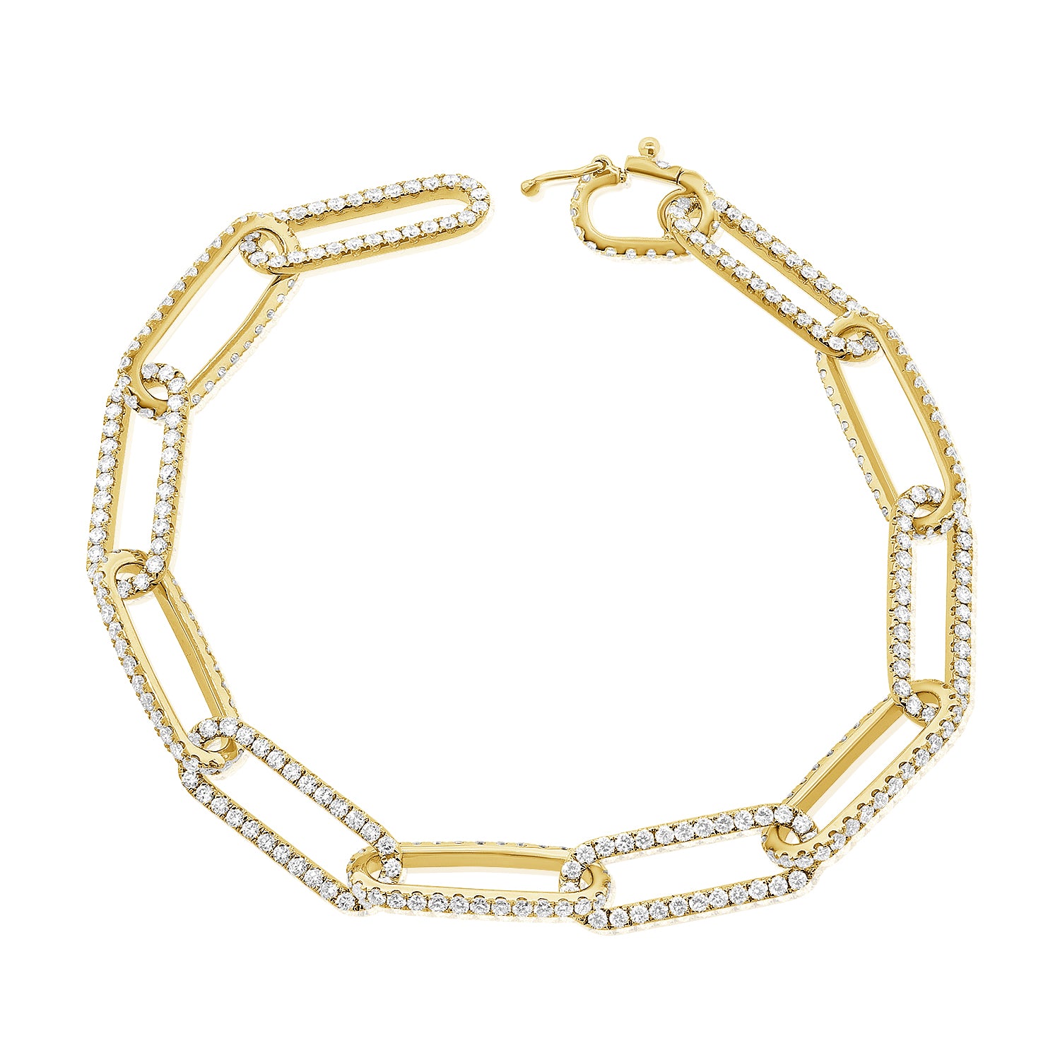 14KT Yellow Gold Diamond Paperclip Chain Link Bracelet