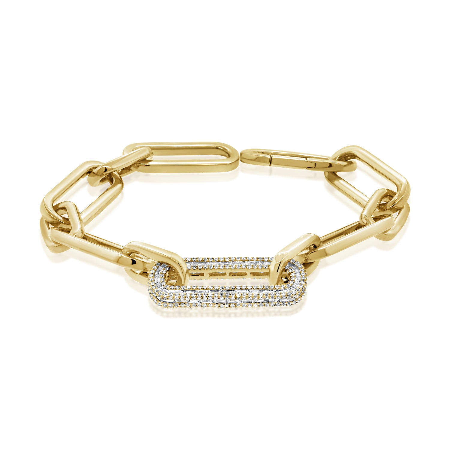 14KT Yellow Gold Baguette Diamond Georgina Chain Link Bracelet