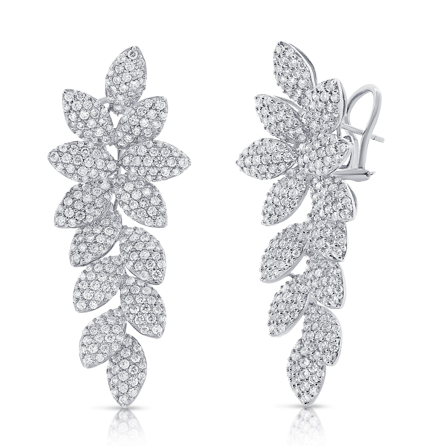 14KT White Gold Diamond Daffodil Drop Earrings