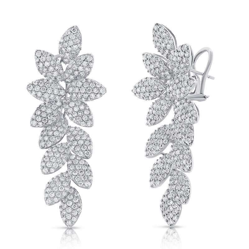 14KT White Gold Diamond Daffodil Drop Earrings