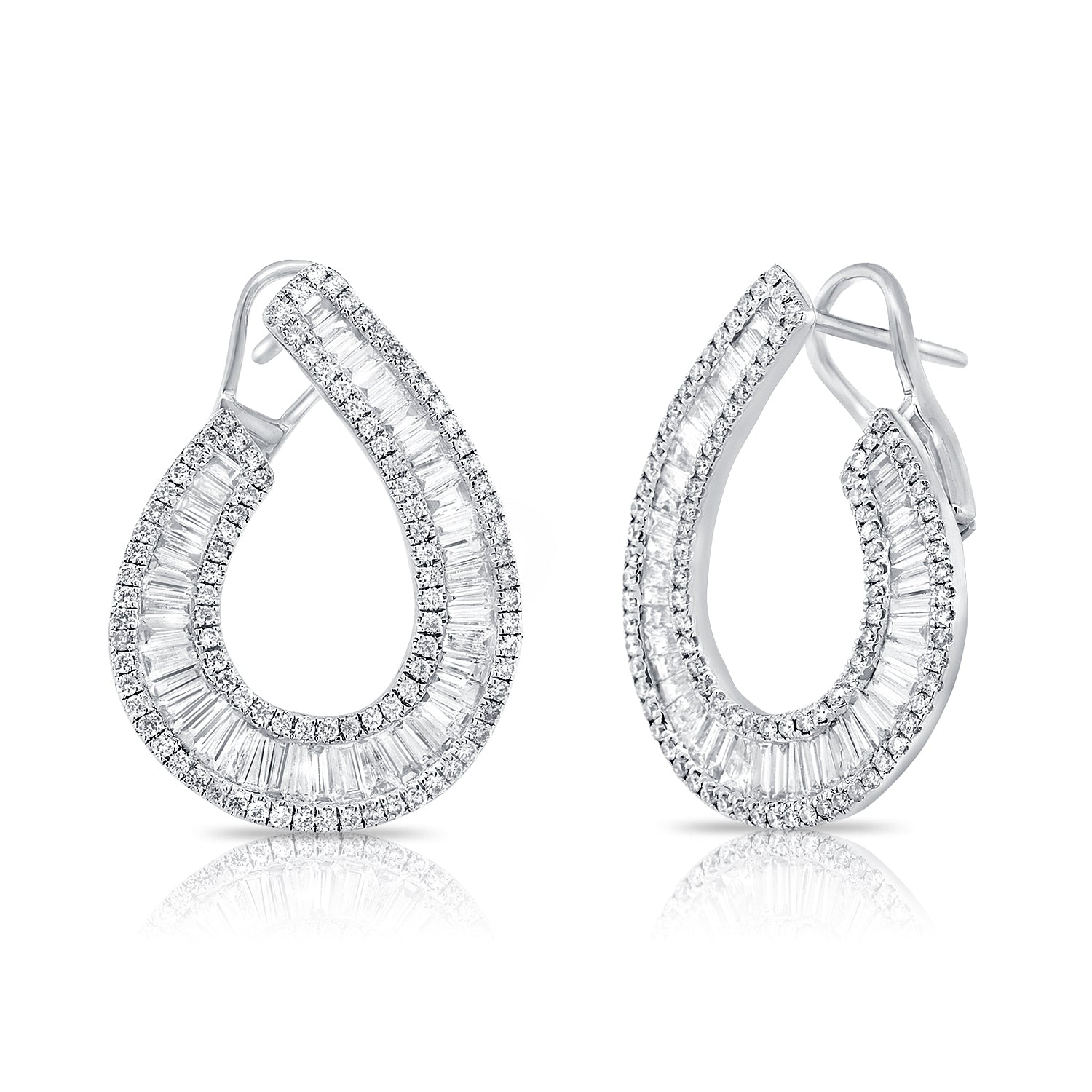 14KT White Gold Baguette Diamond Monroe Earrings