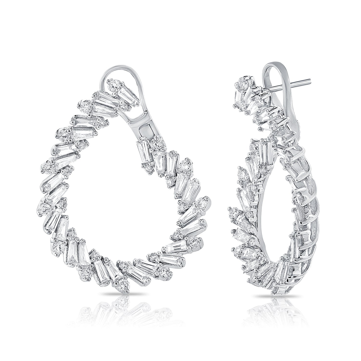 14KT White Gold Baguette Diamond Stephanie Earrings