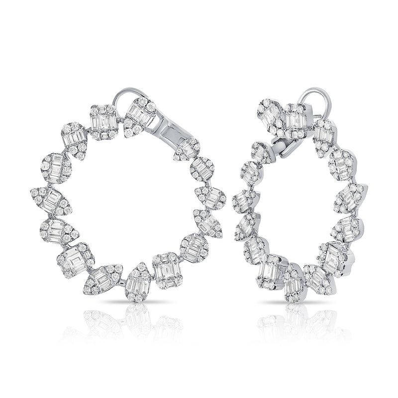 14KT White Gold Baguette Diamond Willow Earrings