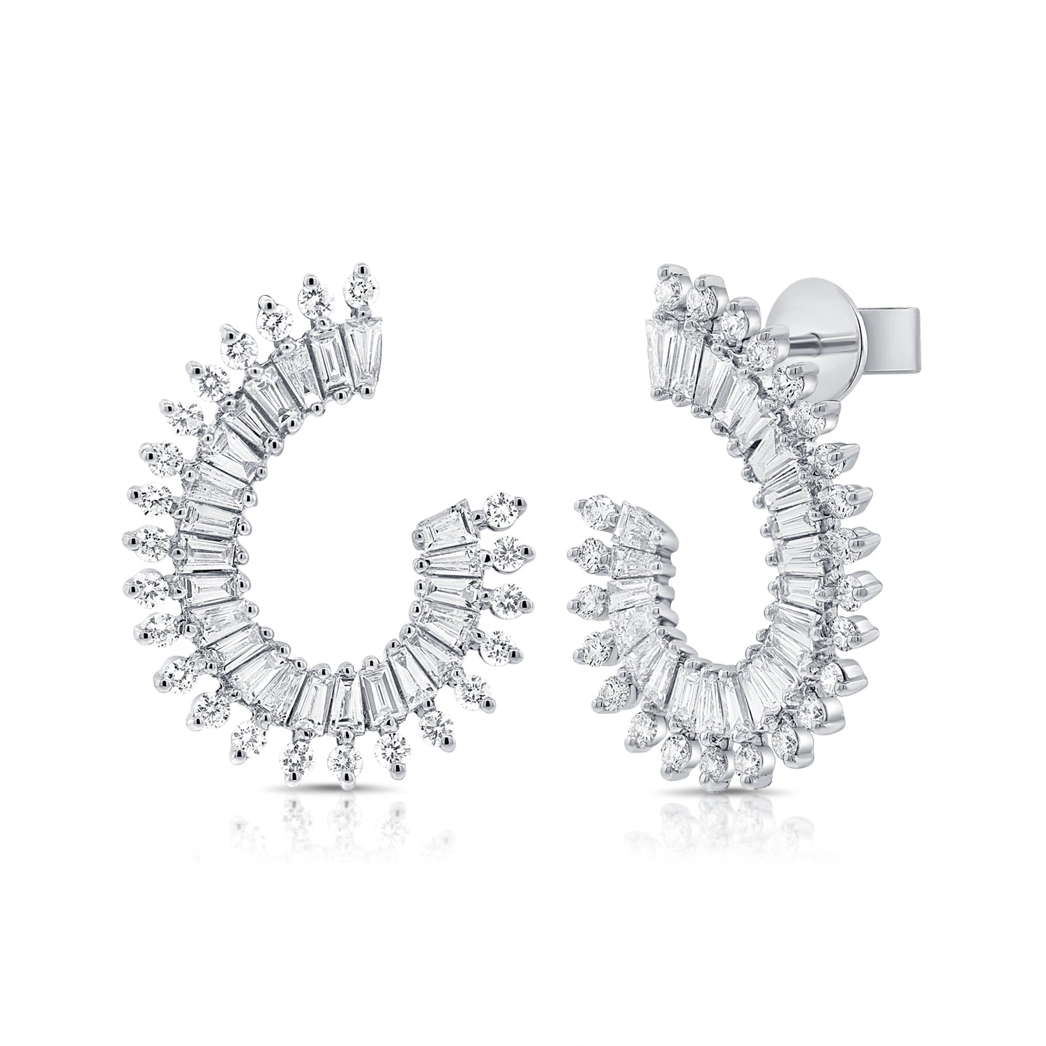 14KT White Gold Baguette Diamond Jennifer Earrings