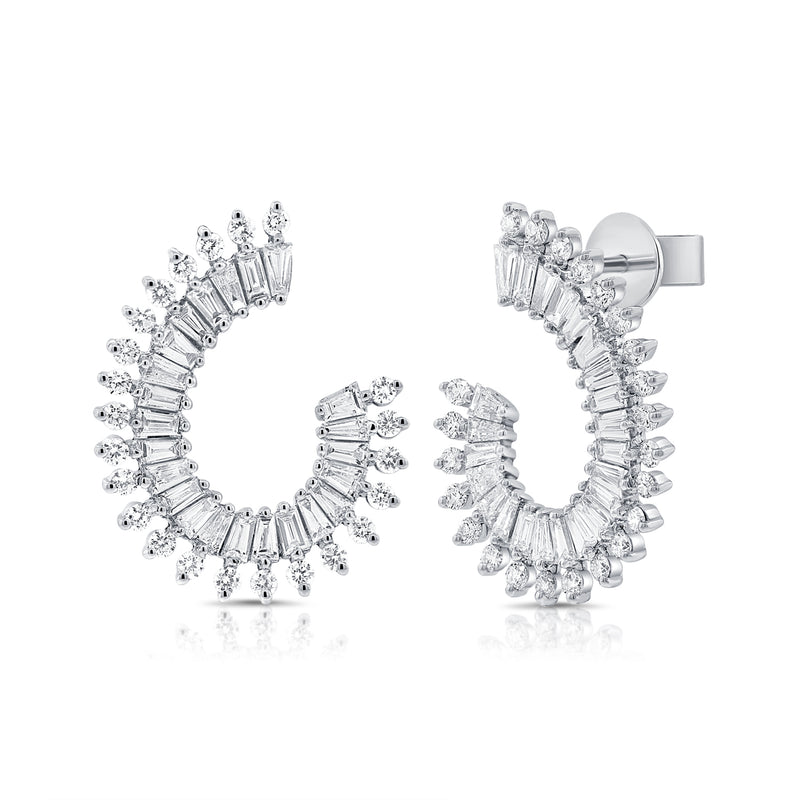 14KT White Gold Baguette Diamond Jennifer Earrings