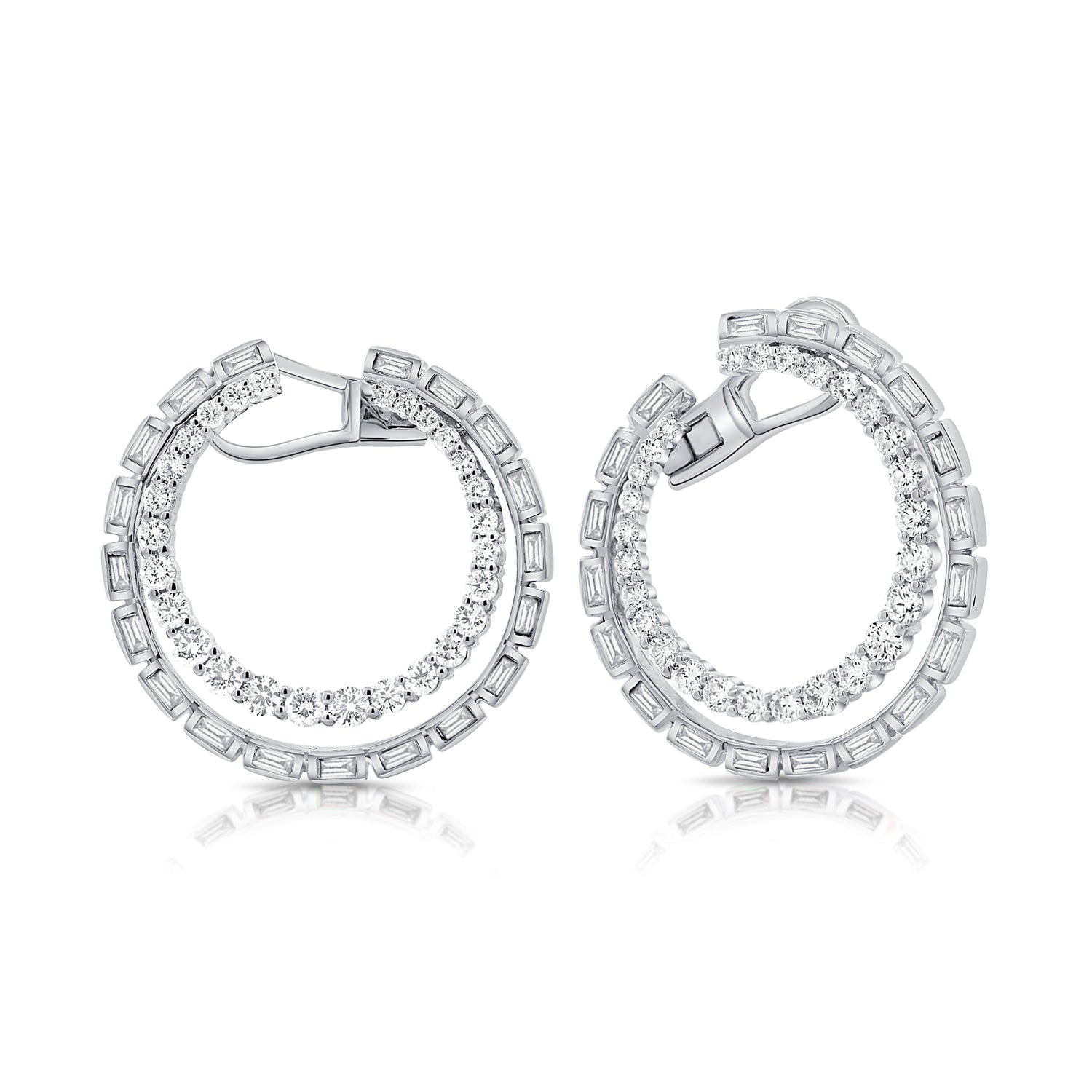 14KT White Gold Baguette Diamond Morgan Earrings