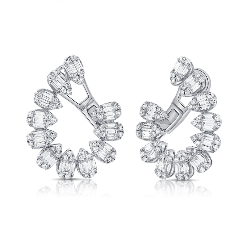 14KT White Gold Baguette Diamond Janelle Earrings