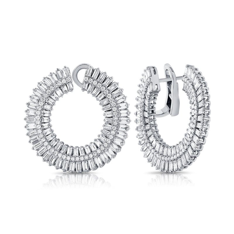 14KT White Gold Baguette Diamond Azalea Earrings