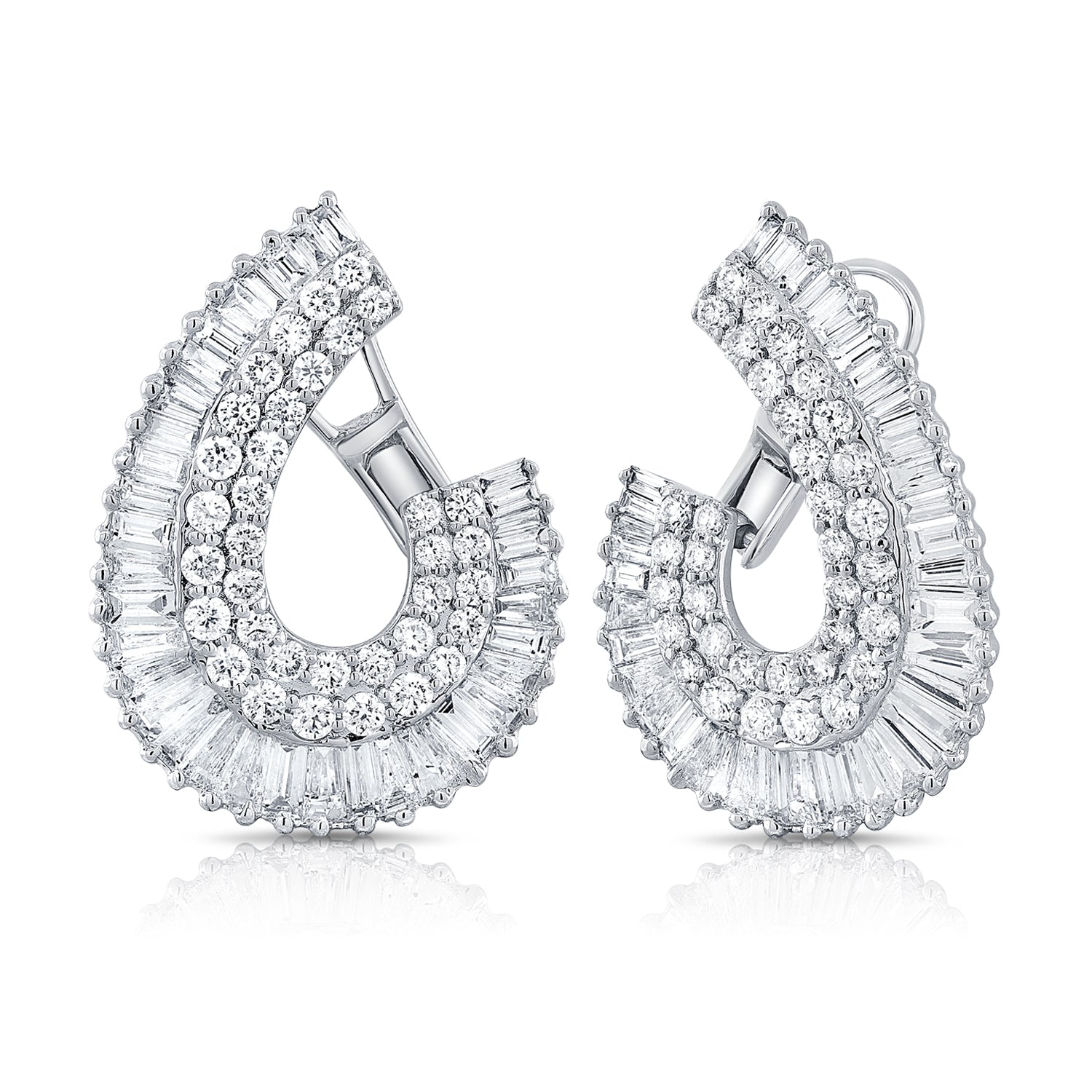 14KT White Gold Baguette Diamond Azaria Earrings