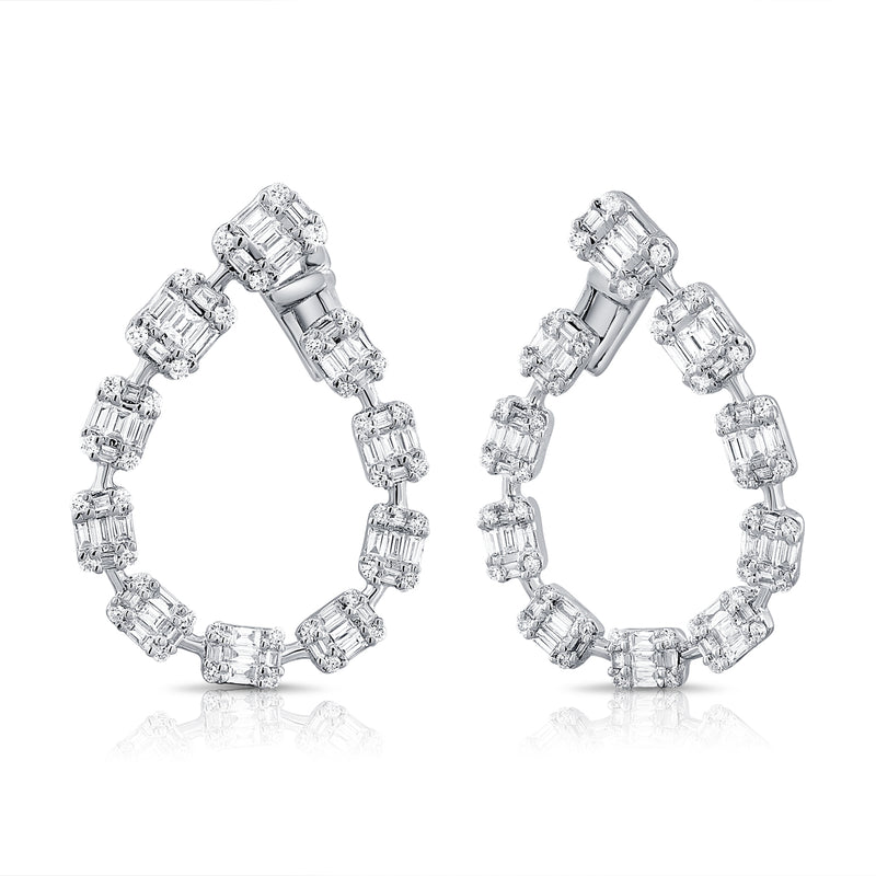 14KT White Gold Baguette Diamond Catherine Earrings