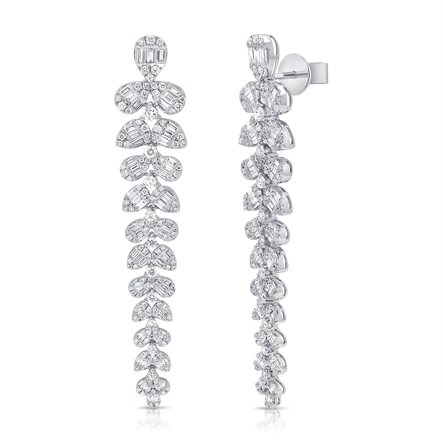 14KT White Gold Baguette Diamond Izabella Drop Earrings