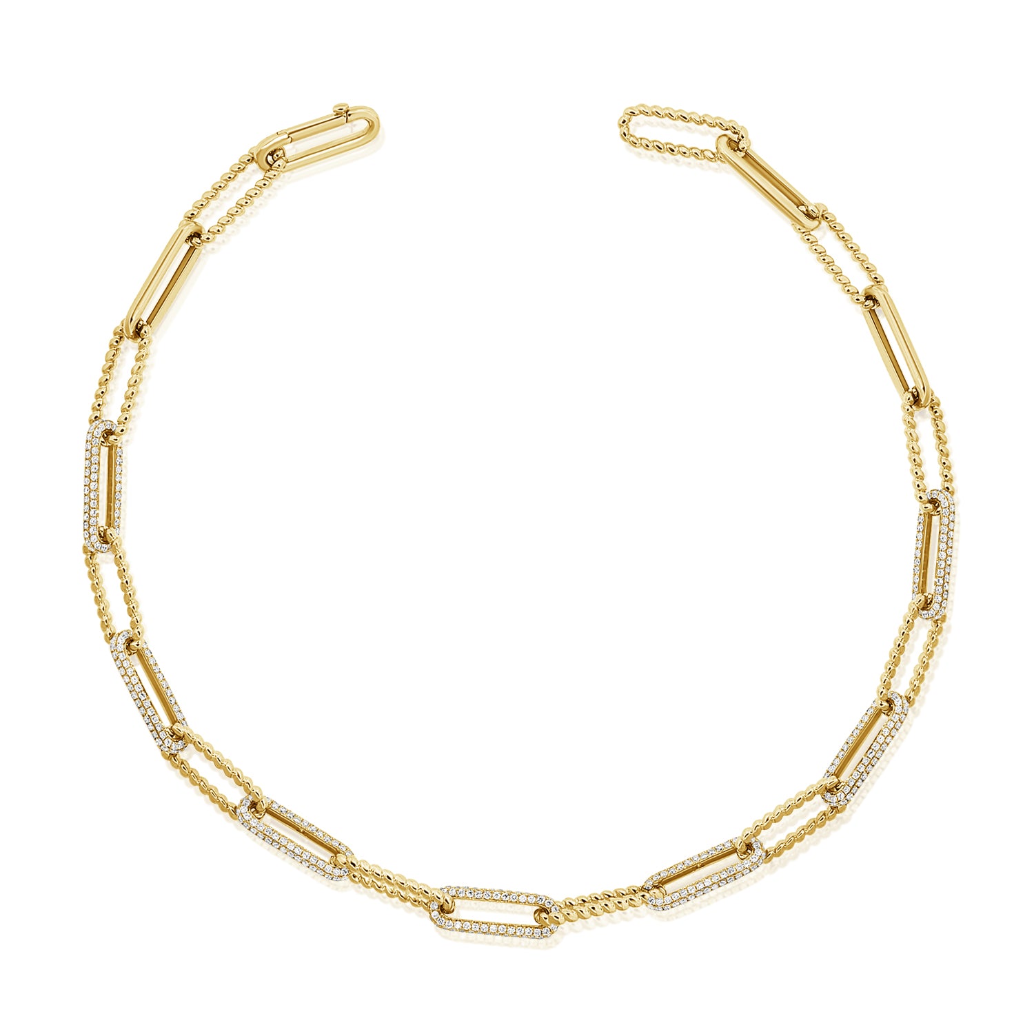 14KT Yellow Gold Diamond Frankie Chain Link Necklace