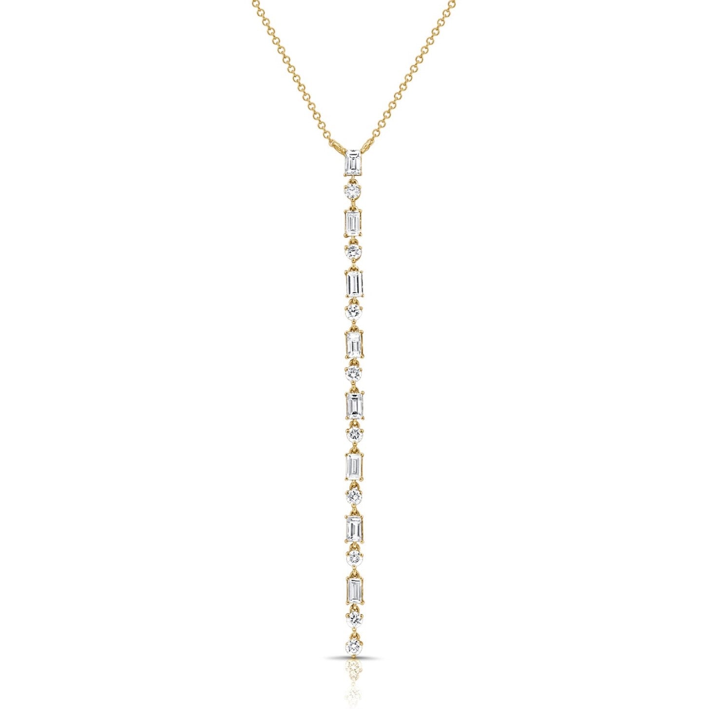 14KT Yellow Gold Baguette Diamond Tanya Lariat Necklace