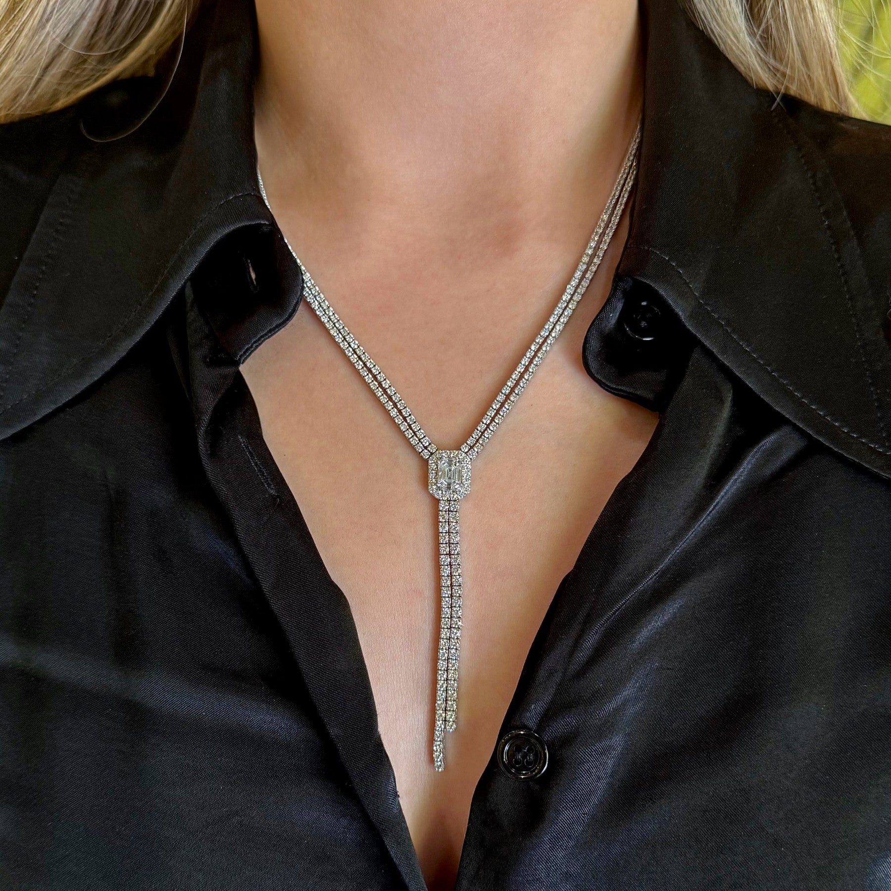 14KT White Gold Diamond Annabelle Lariat Necklace