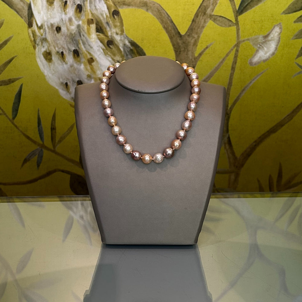 17.5" Golden Pink Pearl Necklace