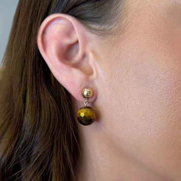 14mm Tiger's Eye Drop Earrings