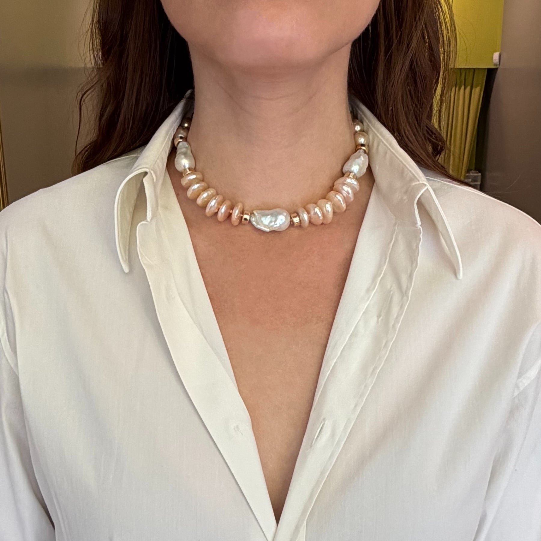 Pink Coin Pearl Ivy Necklace