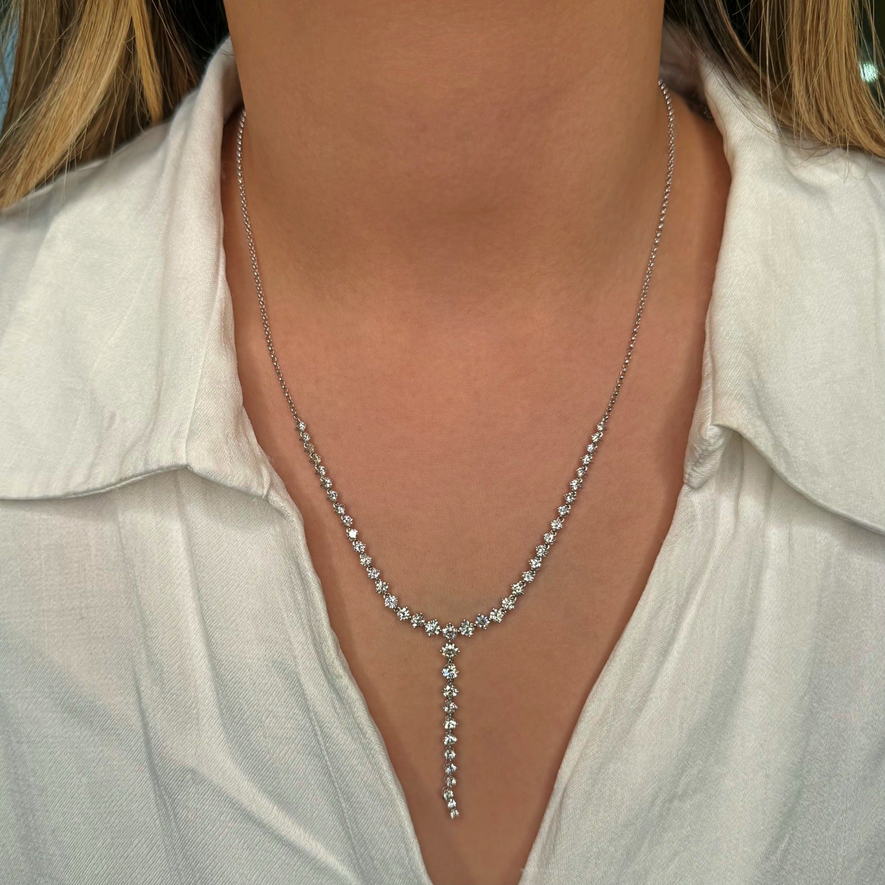 14KT White Gold Diamond Hermione Lariat Necklace