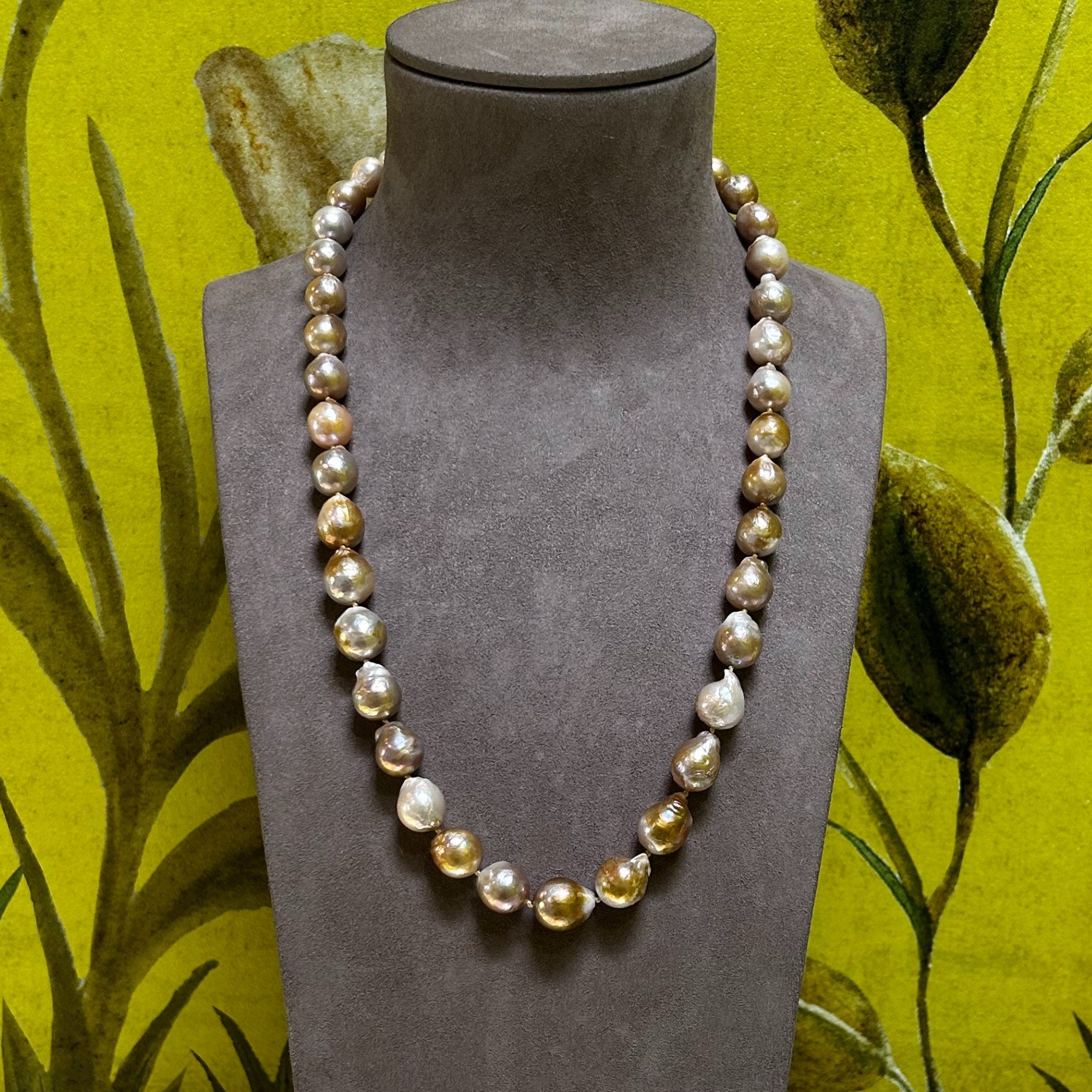 Gold & Pink Baroque Freshwater Pearl Necklace
