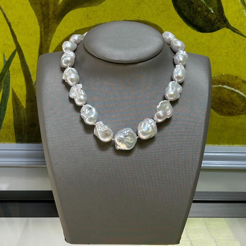 Large White Baroque Freshwater Pearl Necklace