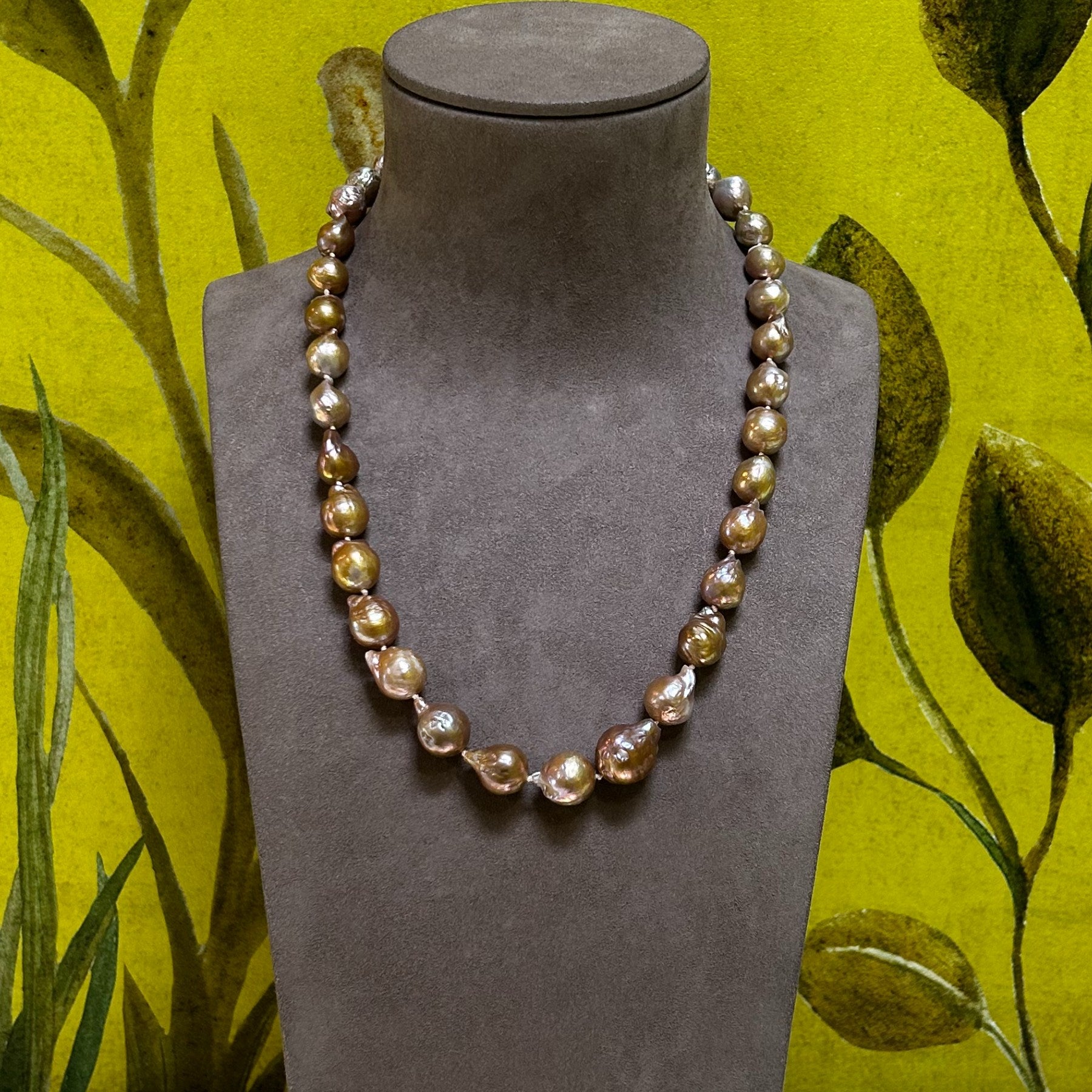 Medium Gold & Pink Baroque  Freshwater Pearl Necklace