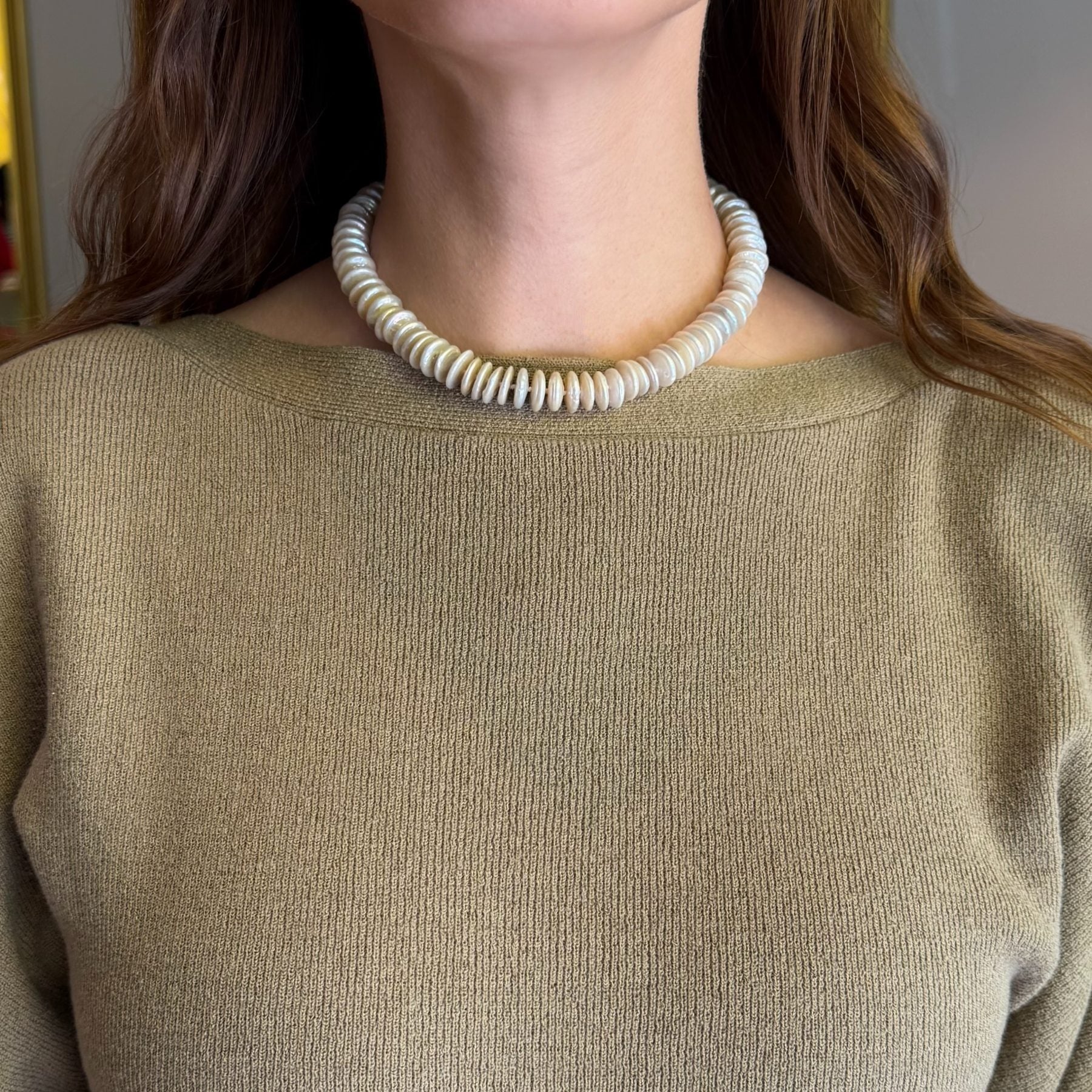 White Coin Pearl Necklace