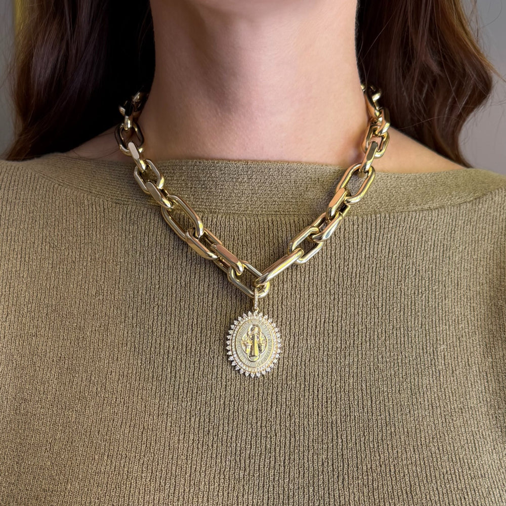14KT Yellow Gold Diamond St. Benedict Charm