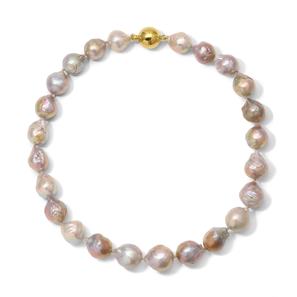 15.5” Medium Golden Pink Pearl Necklace