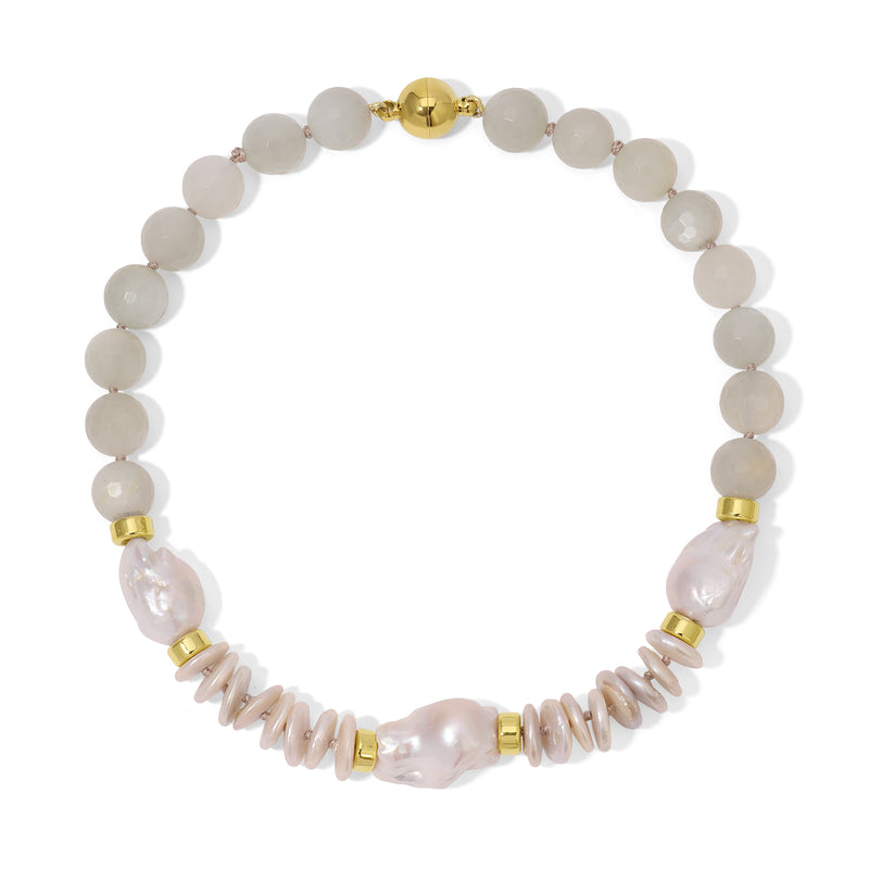 White Coin Pearl Baroque Pearl Moonstone Kristin Necklace
