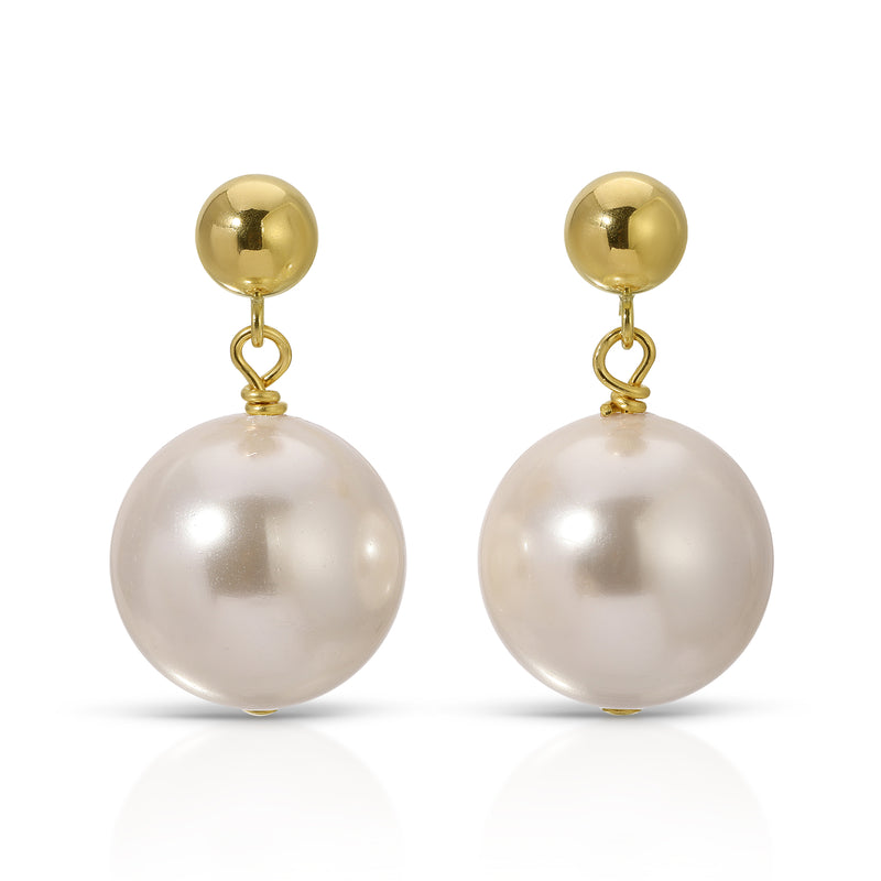 White Shell Pearl Drop Earrings