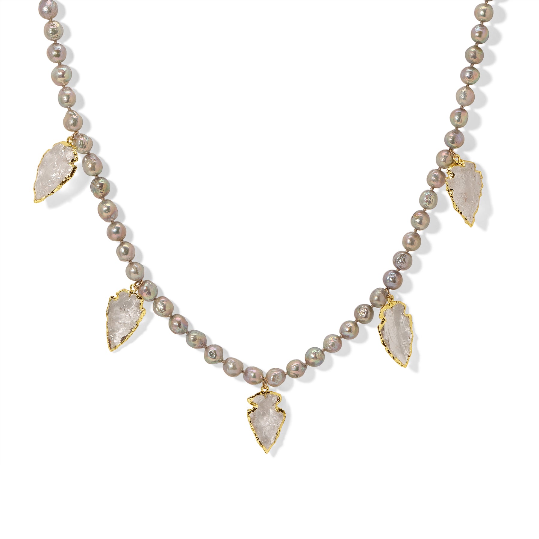 Grey Pearl Arrowhead Necklace