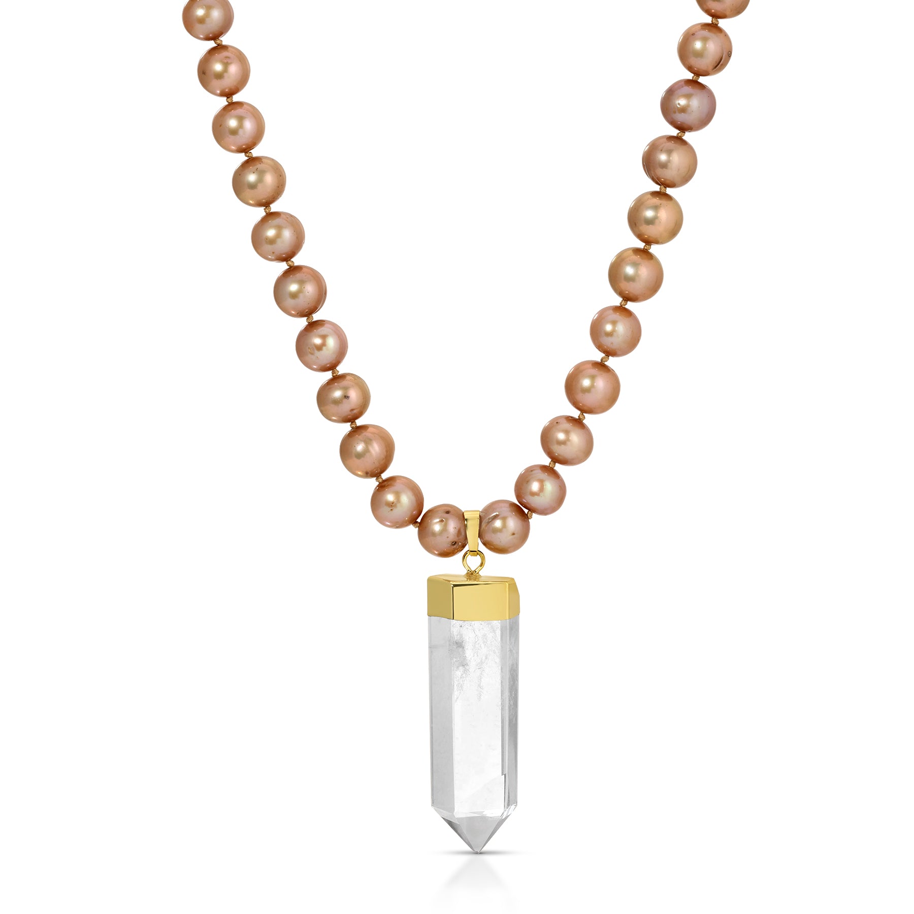 Quartz Crystal Pearl Amulet Necklace