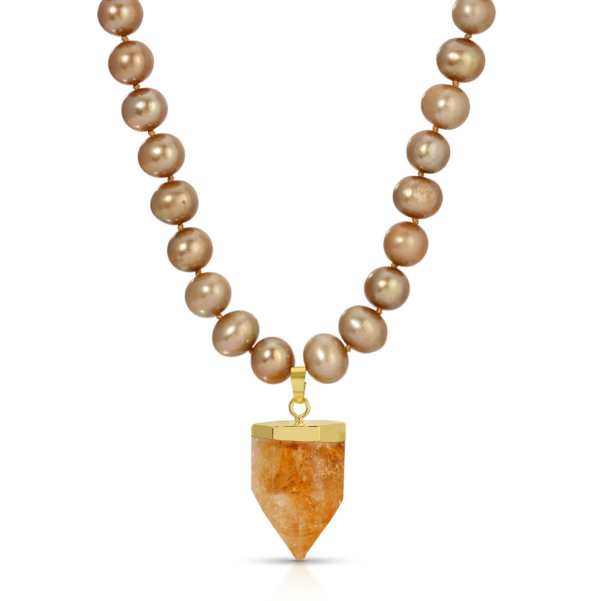 Citrine Pearl Amulet Necklace