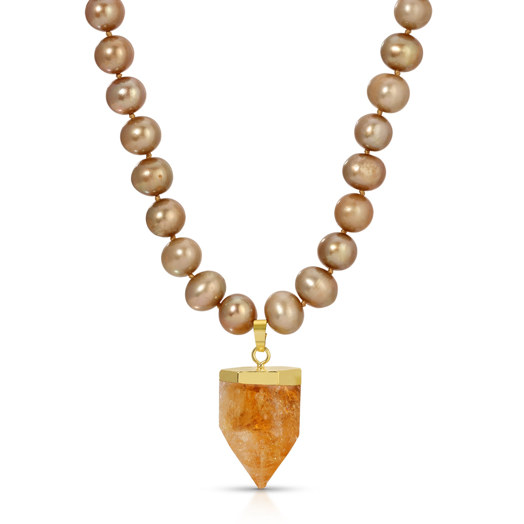 Citrine Pearl Amulet Necklace