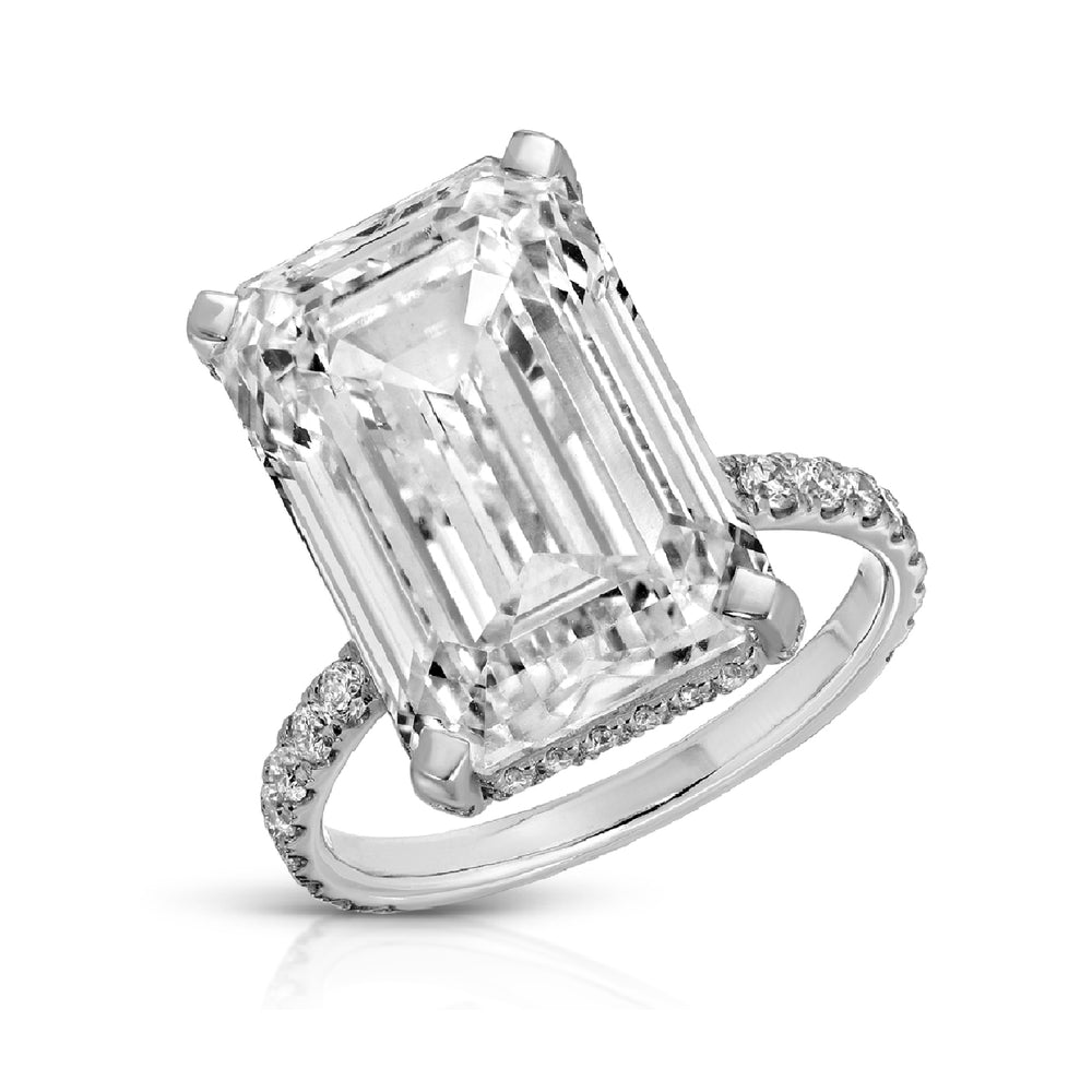 12.05ct Emerald Cut Lab Grown Diamond Ring Set in 18KT White Gold